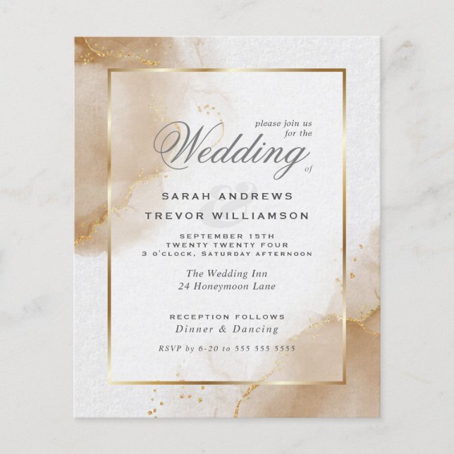 Budget Wedding Soft Brown Gold Abstract Marbled In (Front)