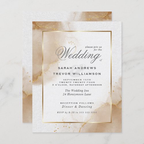 Budget Wedding Soft Brown Gold Abstract Marbled In