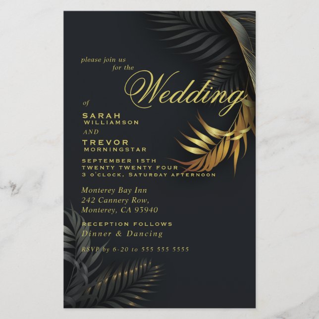 Budget Wedding Stunning Black And Gold Ferns (Front)
