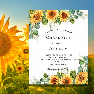 Budget wedding sunflowers eucalyptus invitation
