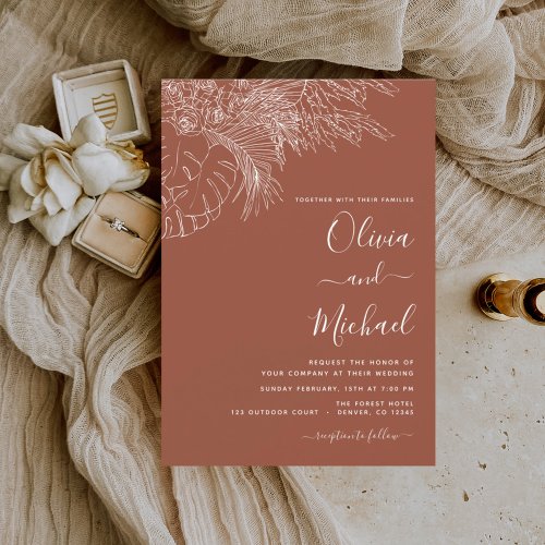 Budget Wedding Terracotta Burnt Orange Floral  Flyer