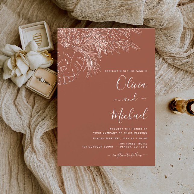 Budget Wedding Terracotta Burnt Orange Floral  Flyer (Creator Uploaded)