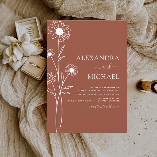 Budget Wedding Terracotta Burnt Orange Floral  Flyer