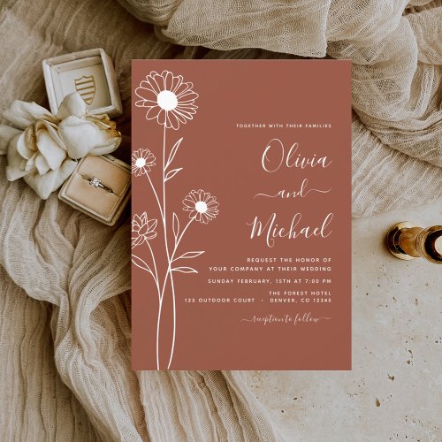 Budget Wedding Terracotta Burnt Orange Floral  Flyer