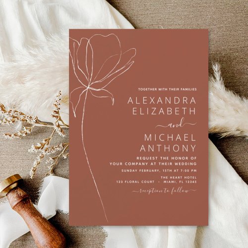 Budget Wedding Terracotta Burnt Orange Floral  Flyer