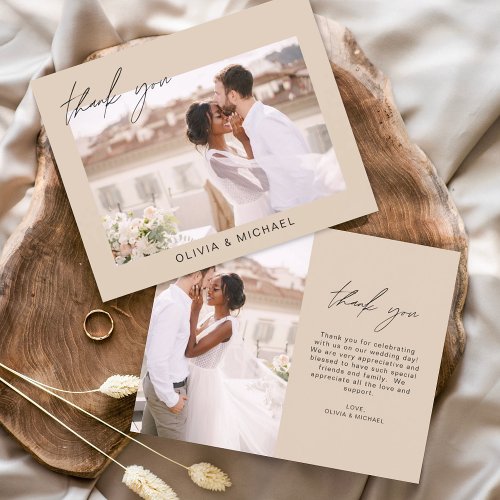 Budget Wedding Terracotta Photo Thank You Cards