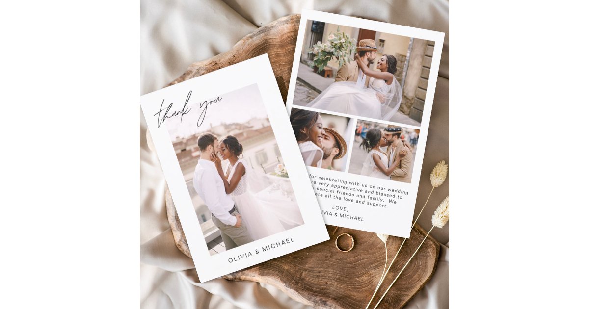 Budget Wedding Thank You Photo Minimalist Card | Zazzle