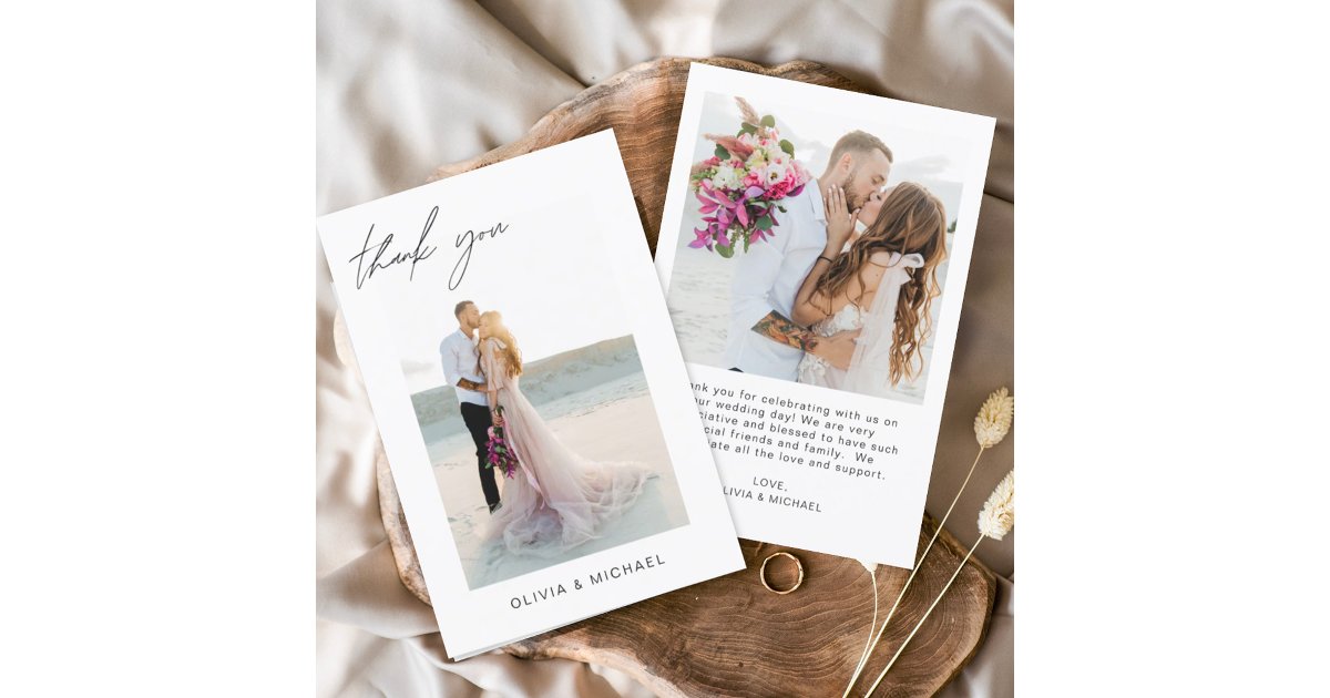 Budget Wedding Thank You Photo Minimalist Card | Zazzle