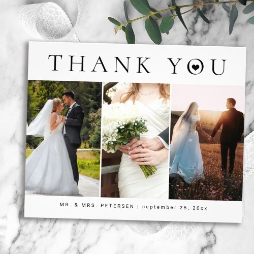 Budget wedding thank you photo typography flyer