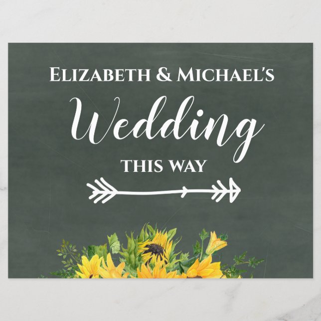 Budget Wedding THIS WAY Chalk Sunflowers (Front)