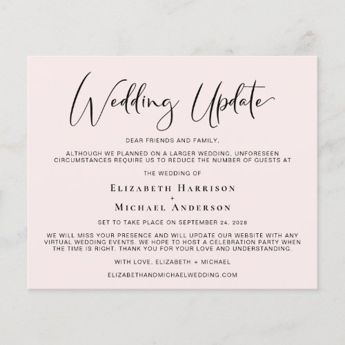 Budget Wedding Update Pink Announcement