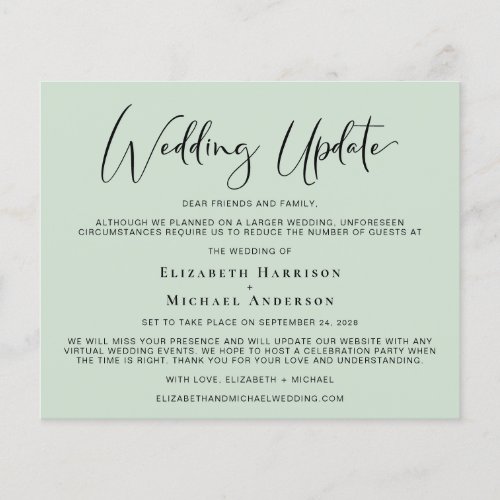 Budget Wedding Update Sage Green Announcement