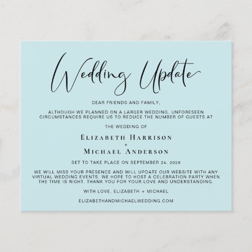 Budget Wedding Update Sea Blue Announcement