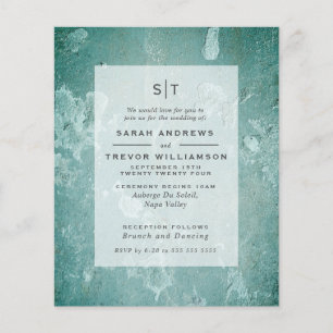 Budget Wedding  Wabi Sabi Aqua Green Invitation