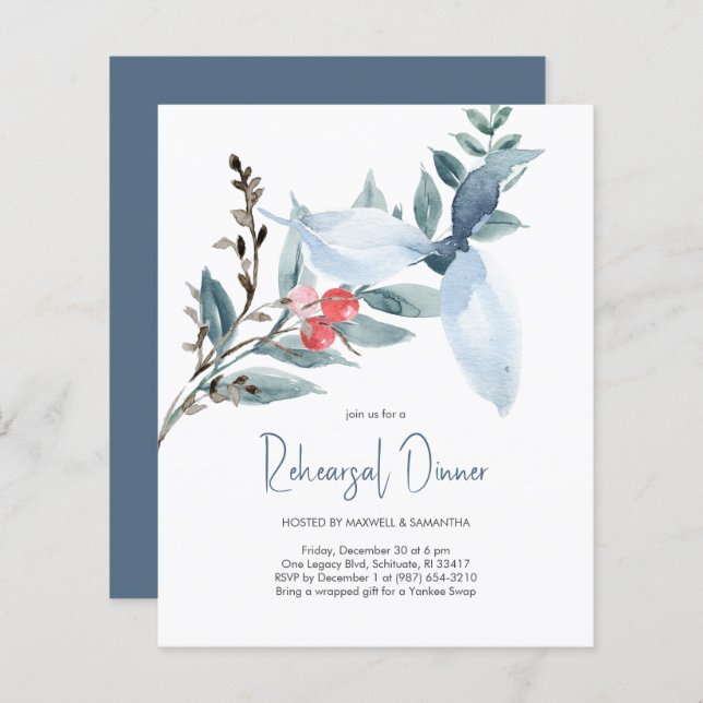 Budget Wedding Watercolor Invitations (Front/Back)