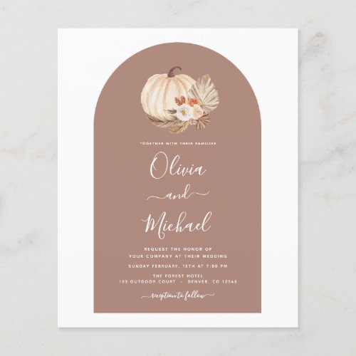 Budget Wedding White Pumpkins Boho Terracotta Flyer