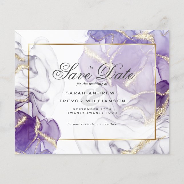 Budget Wedding Wild Wisteria Gold Abstract (Front)