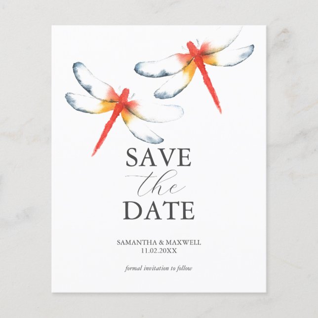 Budget Weddings Save The Date Dragonfly Flyer (Front)