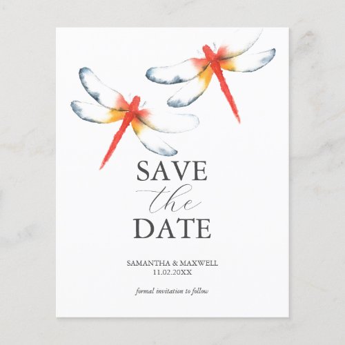 Budget Weddings Save The Date Dragonfly Flyer