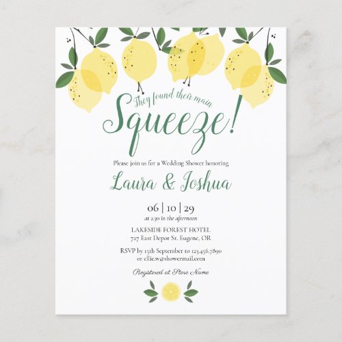 Budget WeddingShower Main Squeeze Lemon Invitation