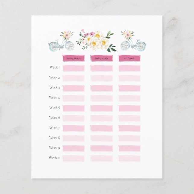 BUDGET Weight Loss Tracker journal paper sheet (Front)