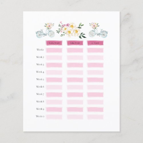 BUDGET Weight Loss Tracker journal paper sheet