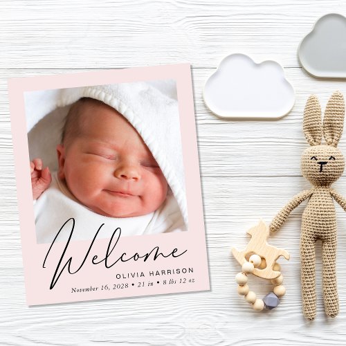 Budget Welcome 4 Photo Pink Birth Announcement