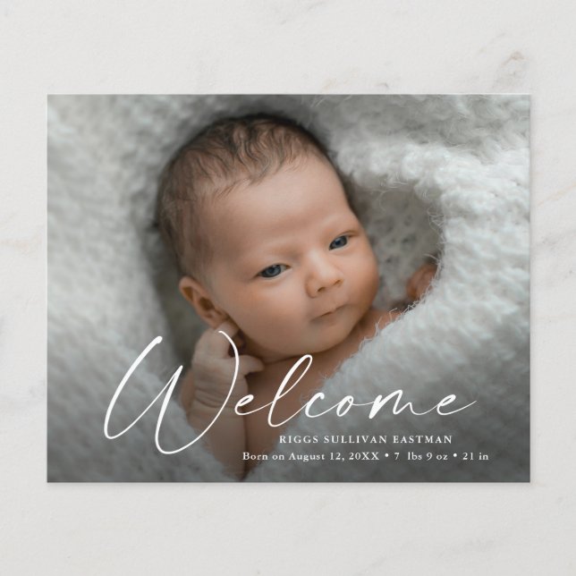 Budget Welcome Baby Photo Thank You Card (Front)