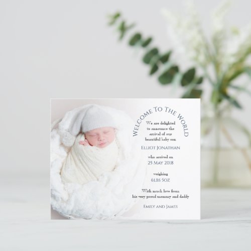 Budget Welcome to World Photo Birth Announcement