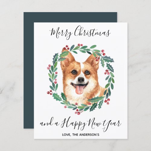Budget Welsh Corgi Dog Merry Christmas Card