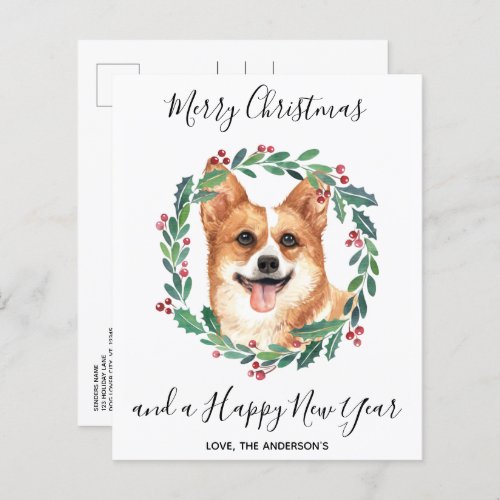 Budget Welsh Corgi Dog Merry Christmas Postcard
