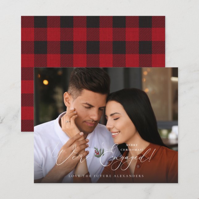 Budget We're Engaged Photo E Holly Berry Holiday B (Front/Back)