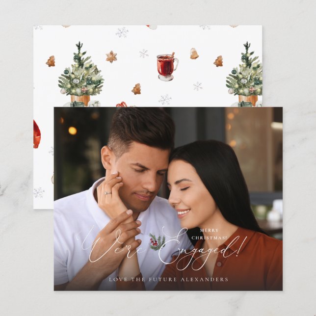 Budget We're Engaged Photo E Holly Berry Holiday C (Front/Back)