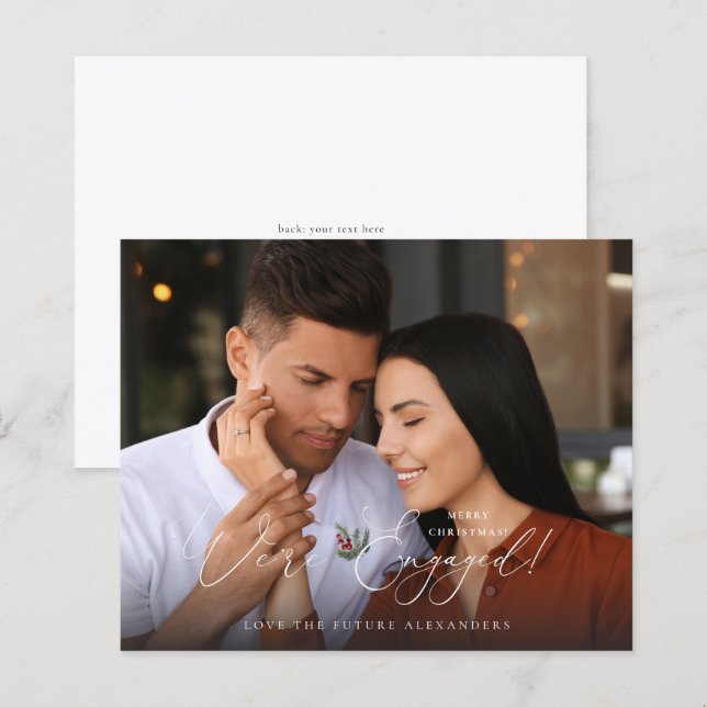Budget We're Engaged Photo E Holly Berry Holiday W (Front/Back)