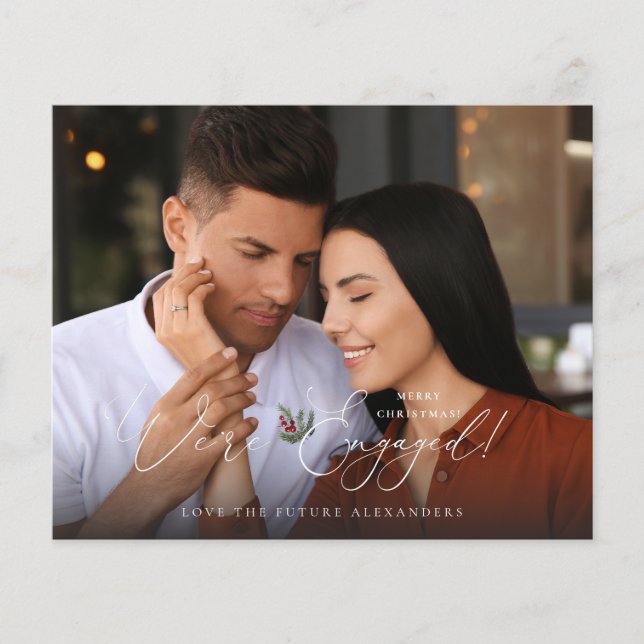 Budget We're Engaged Photo E Holly Berry Holiday W Flyer (Front)