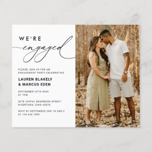 Budget We're Engaged Photo Engagement Party Invite