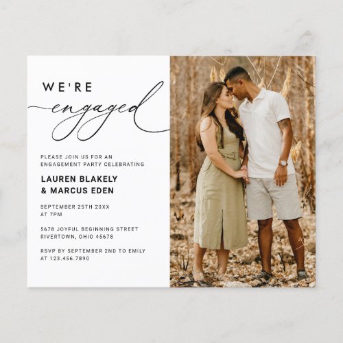 Budget Were Engaged Photo Engagement Party Invite