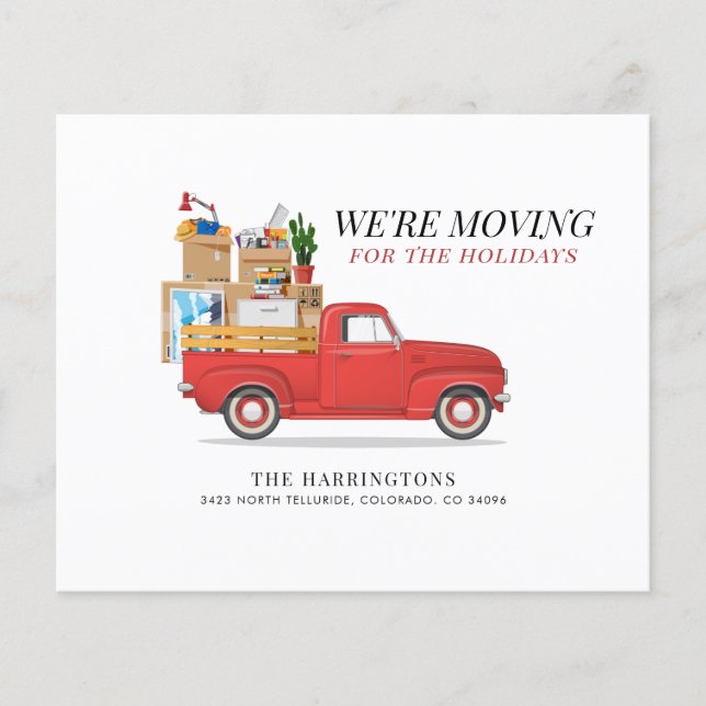 Budget We're Moving New Holiday Address Red Truck (Front)