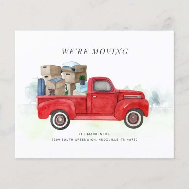 Budget We're Moving Red Truck Change of Address (Front)