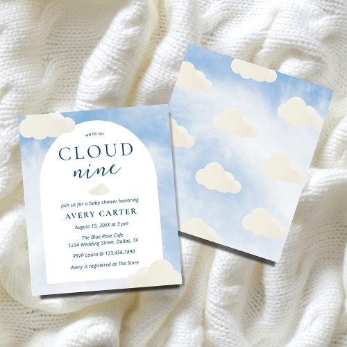 Budget Were On Cloud 9 Baby Shower Invitations