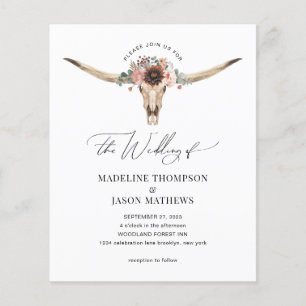 Budget Western Bohemian Floral Cow Skull Wedding