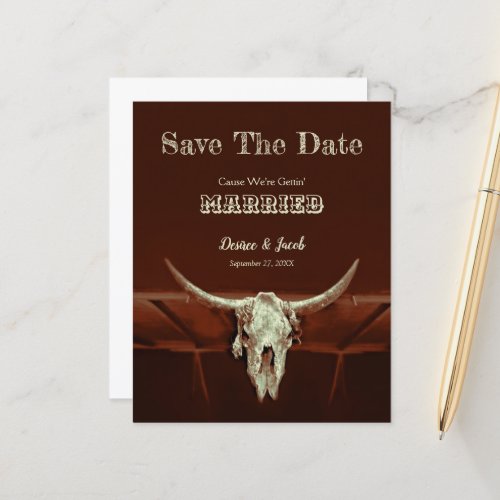 Budget Western Bull Skull Wedding Save The Date