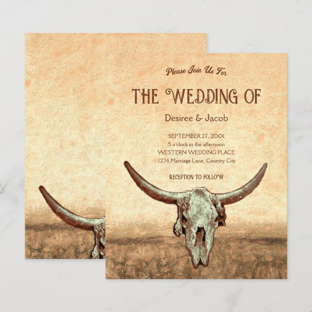 Budget Western Rustic Country Bull Skull (Front/Back)