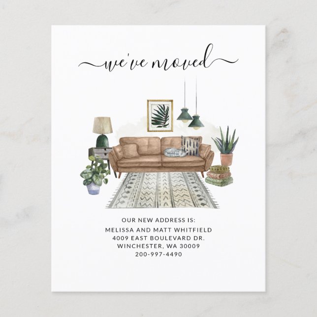 Budget We've Moved Chic Moving Announcement Flyer (Front)