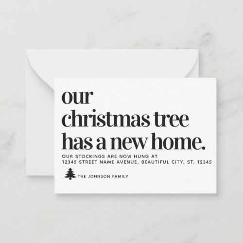 Budget Weve Moved Christmas Tree New Home Moving Note Card