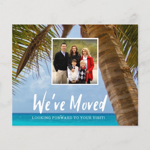 Budget Weve Moved Coastal Palm Tree Photo Card