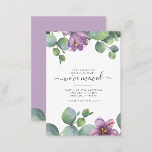 Budget Weve Moved Eucalyptus Purple Green Moving Note Card