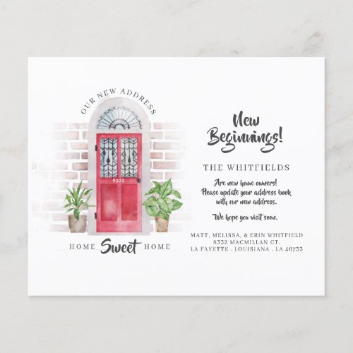 Budget Weve Moved New Address Red Watercolor Door