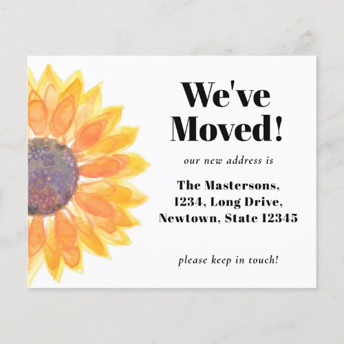 Budget Weve Moved Sunflower Announcement Card