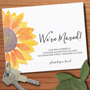 Budget We've Moved Sunflower Announcement Card